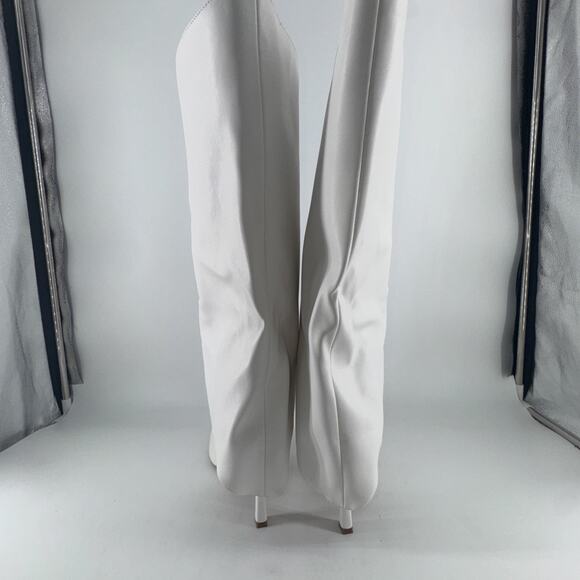 IDIFU Womens White Knee Fold Over Shark Boots Size 9.5 Stiletto Heel Pointed Toe - Picture 7 of 12